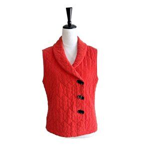 Habitat Quilted Coral Vest Wearable Art Preppy Blouse Shirt Top Women's Size S/M